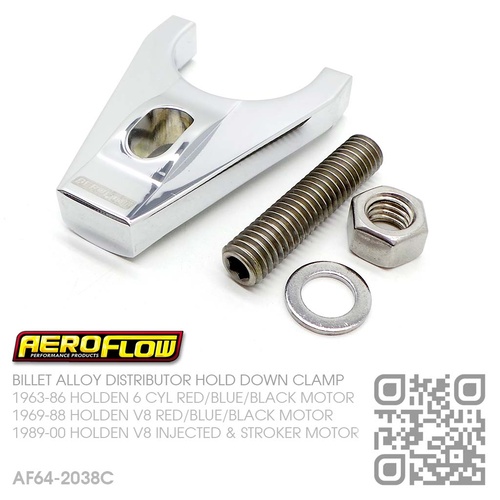 AEROFLOW BILLET ALLOY DISTRIBUTOR HOLD DOWN [HOLDEN 6 CYL RED/BLUE/BLACK & V8 RED/BLUE/BLACK/INJECTED MOTOR]
