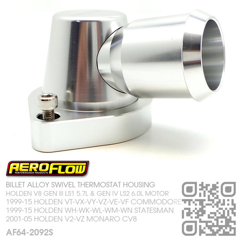 AEROFLOW BILLET ALLOY SWIVEL THERMOSTAT HOUSING [HOLDEN V8 GEN III LS1 5.7L & GEN IV LS2 6.0L MOTOR]