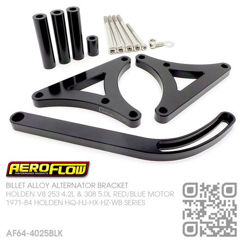 AEROFLOW BILLET ALLOY ALTERNATOR BRACKET LHS MOUNT [HOLDEN V8 253 4.2L & 308 5.0L RED/BLUE MOTOR]