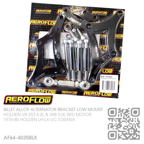 AEROFLOW BILLET ALLOY ALTERNATOR BRACKET RHS LOW MOUNT [HOLDEN V8 253 4.2L & 308 5.0L RED MOTOR]