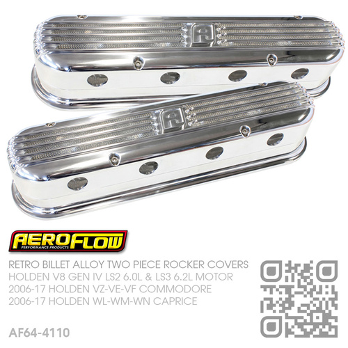 AEROFLOW RETRO BILLET ALLOY TWO PIECE ROCKER COVERS [HOLDEN V8 GEN IV LS2 6.0L & LS3 6.2L MOTOR]
