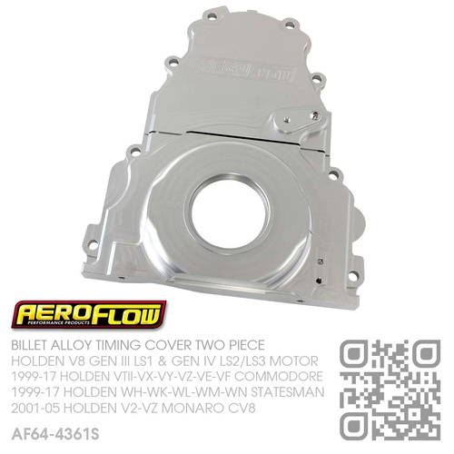 AEROFLOW BILLET ALLOY TIMING COVER TWO PIECE [HOLDEN V8 GEN III LS1 5.7L, GEN IV LS2 6.0L & LS3 6.2L MOTOR]