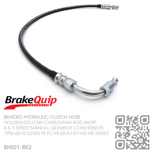 BRAKEQUIP BRAIDED STAINLESS HYDRAULIC CLUTCH HOSE [FE-FC-FB-EK-EJ-EH-HD-HR][4 or 5 SPEED CONVERSION][BLACK]