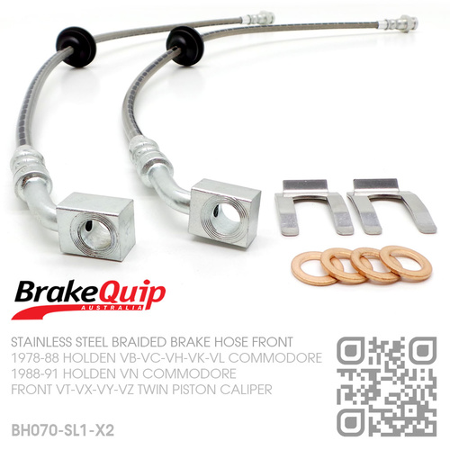 BRAKEQUIP BRAIDED STAINLESS STEEL HYDRAULIC BRAKE HOSE FRONT KIT [VB-VN][VT-VZ CALIPERS]