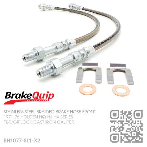 BRAKEQUIP BRAIDED STAINLESS STEEL HYDRAULIC BRAKE HOSE FRONT KIT [HQ-HX][IRON CALIPER]