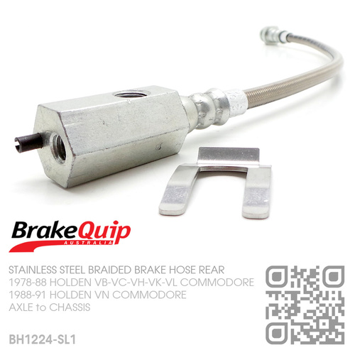 BRAKEQUIP BRAIDED STAINLESS STEEL HYDRAULIC BRAKE HOSE REAR [VB-VN][CHASSIS to AXLE]