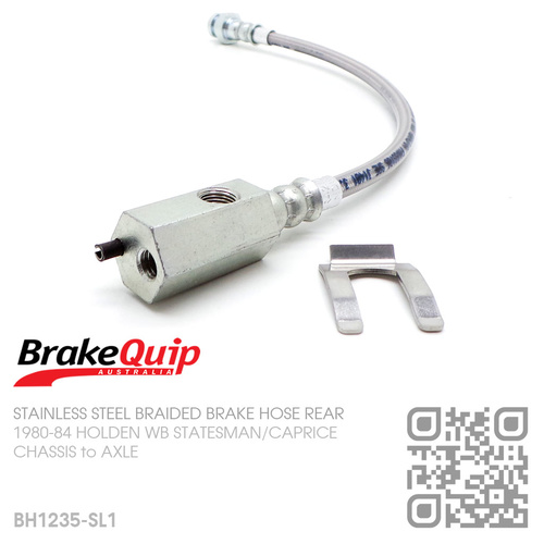 BRAKEQUIP BRAIDED STAINLESS STEEL HYDRAULIC BRAKE HOSE REAR [WB PASSENGER][CHASSIS to AXLE]