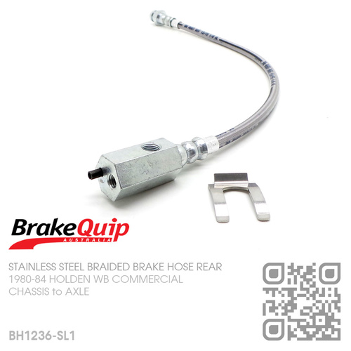 BRAKEQUIP BRAIDED STAINLESS STEEL HYDRAULIC BRAKE HOSE REAR [WB COMMERCIAL][CHASSIS to AXLE]