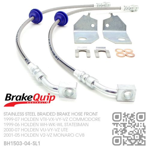 BRAKEQUIP BRAIDED STAINLESS STEEL HYDRAULIC BRAKE HOSE FRONT KIT [VTII-VZ]