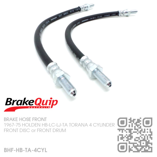 BRAKEQUIP RUBBER HYDRAULIC BRAKE HOSE FRONT KIT [HB-TA TORANA][4 CYLINDER]