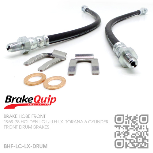 BRAKEQUIP RUBBER HYDRAULIC BRAKE HOSE FRONT KIT [LC-LX TORANA][DRUM]