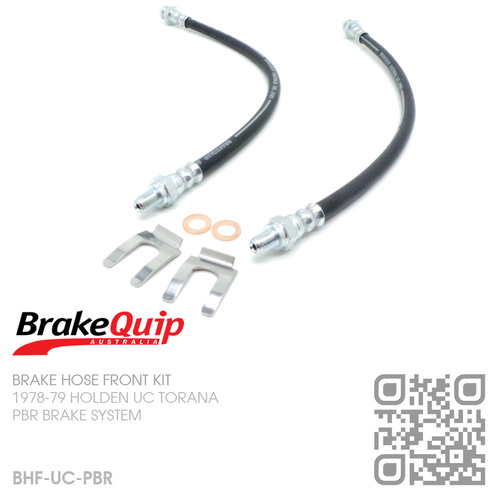 BRAKEQUIP RUBBER HYDRAULIC BRAKE HOSE FRONT KIT [UC TORANA][PBR]