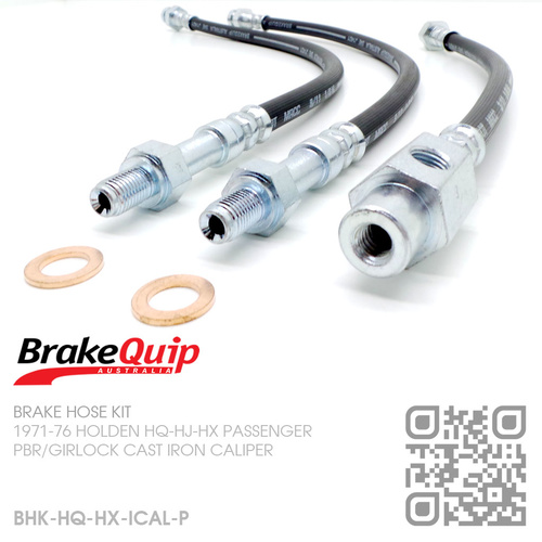BRAKEQUIP RUBBER HYDRAULIC BRAKE HOSE KIT [HQ-HX PASSENGER][IRON CALIPER]