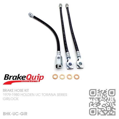 BRAKEQUIP RUBBER HYDRAULIC BRAKE HOSE KIT [UC TORANA][GIRLOCK]