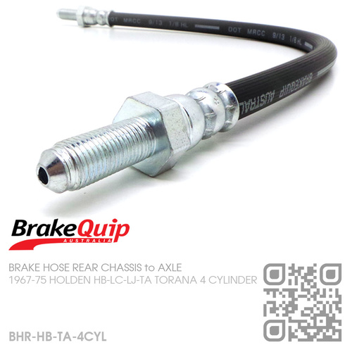 BRAKEQUIP RUBBER HYDRAULIC BRAKE HOSE REAR [HB-TA TORANA 4-CYL][CHASSIS to AXLE]
