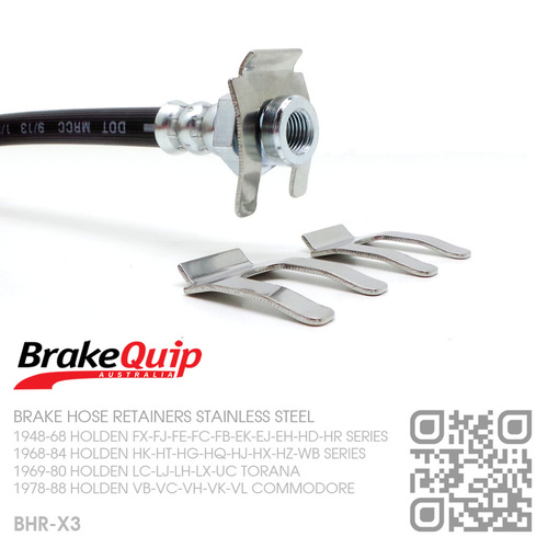 BRAKEQUIP BRAKE HOSE RETAINER CLIPS STAINLESS STEEL [SET OF 3]