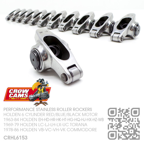 CROW CAMS PERFORMANCE 1.5 RATIO STAINLESS 3/8" ROLLER ROCKERS [HOLDEN 6-CYL RED/BLUE/BLACK MOTOR]