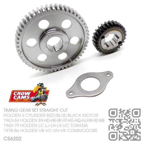 CROW CAMS PERFORMANCE STRAIGHT CUT STEEL TIMING GEAR SET [HOLDEN 6-CYL RED/BLUE/BLACK MOTOR]