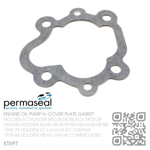 PERMASEAL ENGINE OIL PUMP to COVER PLATE GASKET [HOLDEN 6-CYL RED/BLUE/BLACK MOTOR]