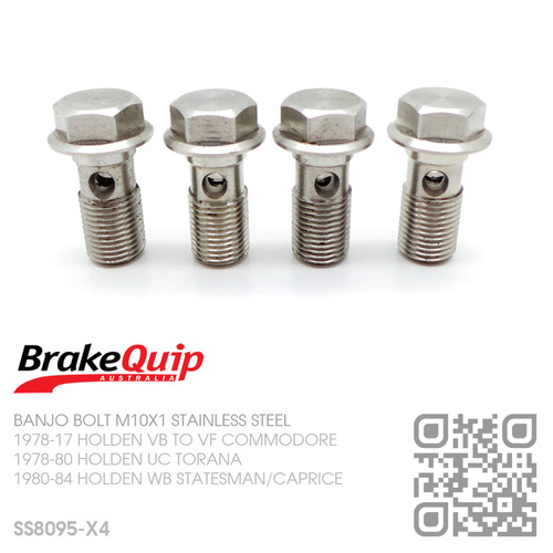 BRAKEQUIP BRAKE CALIPER BANJO BOLTS M10X1 STAINLESS STEEL [SET OF 4]