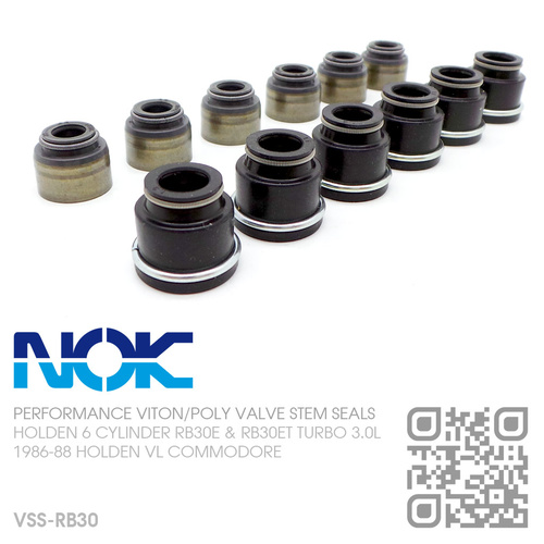 N.O.K VITON INLET & POLYACRYLIC EXHAUST VALVE STEM SEALS [HOLDEN 6-CYL RB30E & RB30ET TURBO 3.0L MOTOR]